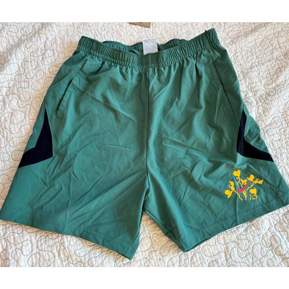 Nike Men's Green Casual Athletic Shorts with Yellow Logo Size Small [COPY]